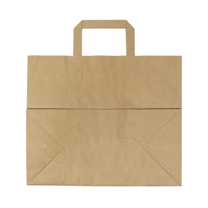 Paper Bag with Handles Kraft Flat 70g/m² 32+22x26cm (250 Units)