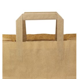 Paper Bag with Handles Kraft Flat 70g/m² 32+22x26cm (250 Units)