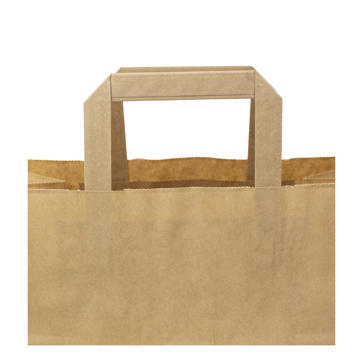 Paper Bag with Handles Kraft Flat 70g/m² 32+22x26cm (50 Units) 