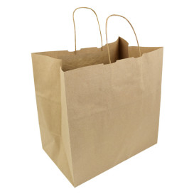 Paper Bag with Handles Kraft Hawanna 100g/m² 32+20x32cm (200 Units)