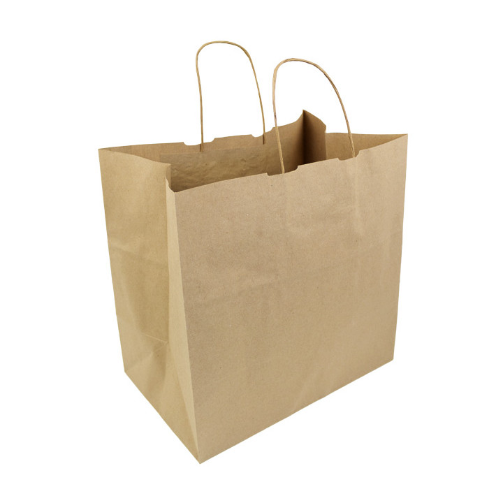 Paper Bag with Handles Kraft Hawanna 100g/m² 32+20x32cm (200 Units)