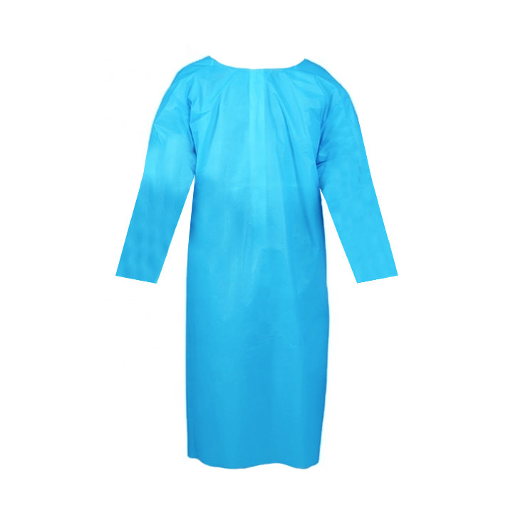 Disposable Lab Coat PE Back Closure Tie Belt Blue (10 Units) 