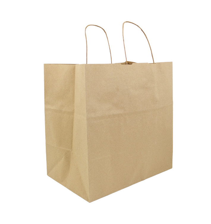 Paper Bag with Handles Kraft Hawanna 100g/m² 32+20x32cm (200 Units)