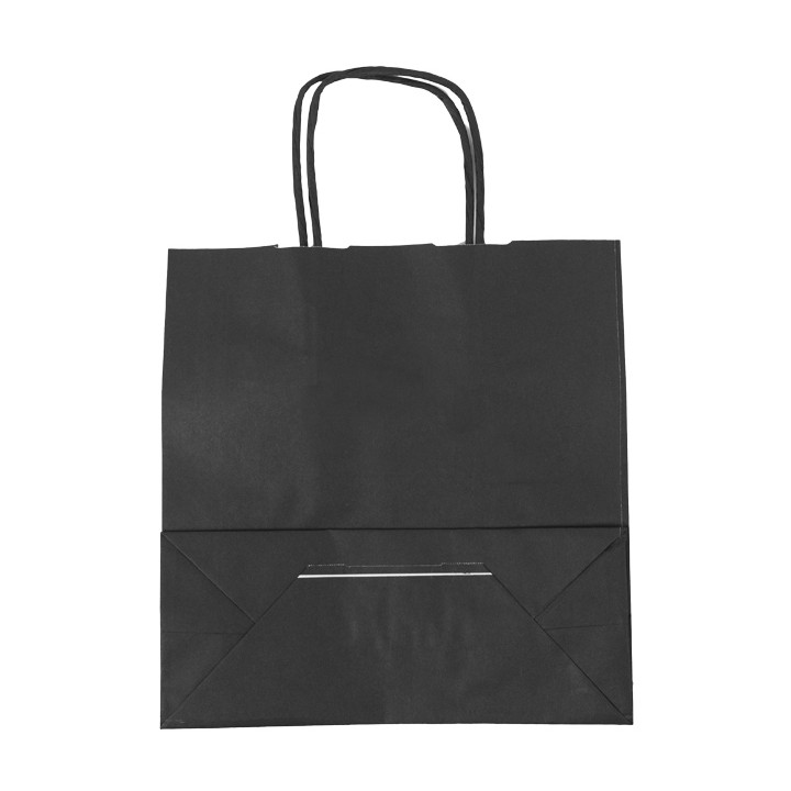Paper Bag with Handles Kraft Black 100g/m² 22+9x23cm (25 Units)