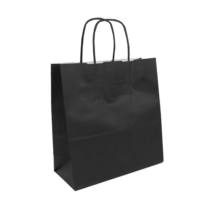 Paper Bag with Handles Kraft Black 100g/m² 22+9x23cm (25 Units)