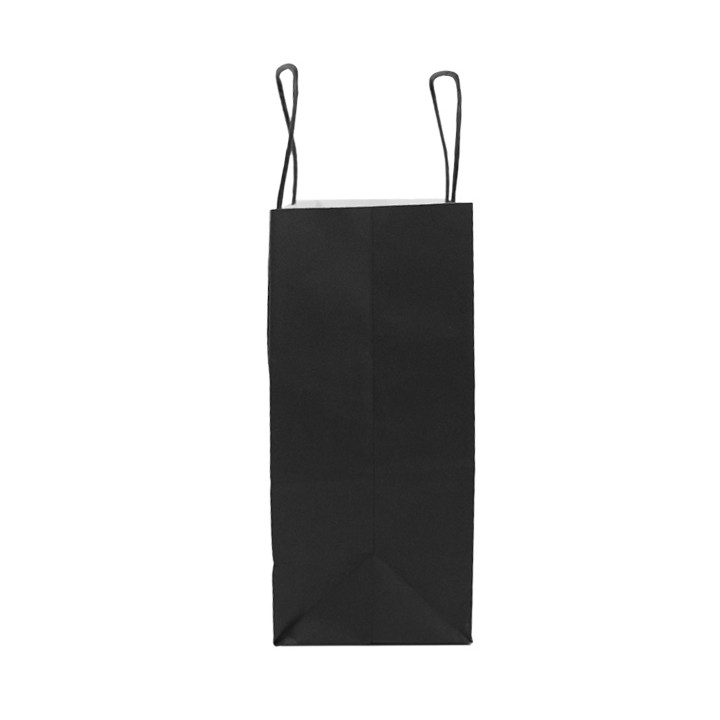 Paper Bag with Handles Kraft Black 100g/m² 22+9x23cm (25 Units)