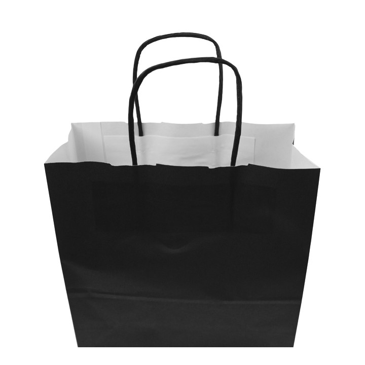 Paper Bag with Handles Kraft Black 100g/m² 22+9x23cm (25 Units)