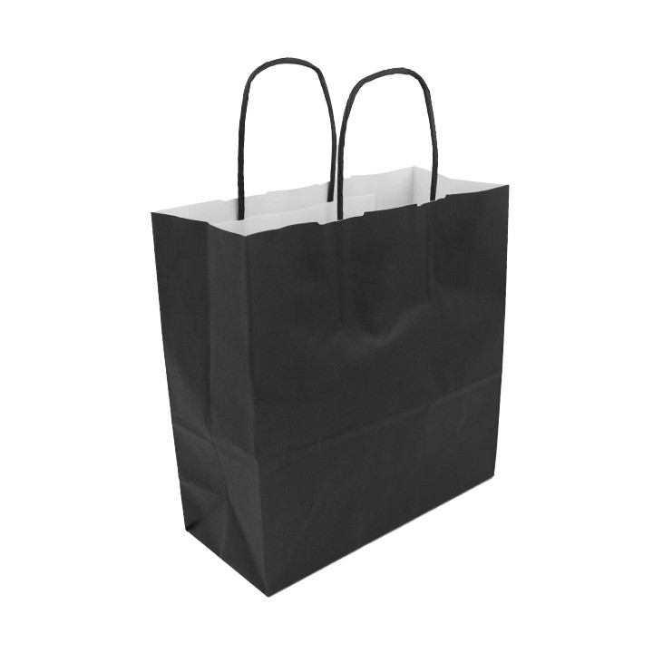 Paper Bag with Handles Kraft Black 100g/m² 22+9x23cm (25 Units)