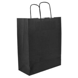 Paper Bag with Handles Kraft Black 100g/m² 25+11x31cm (25 Units) 