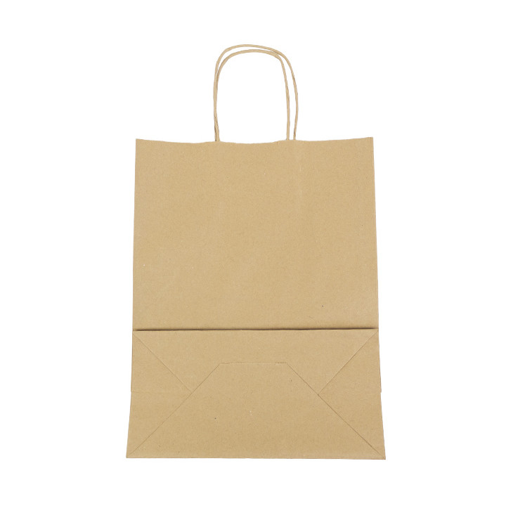 Paper Bag with Handles Kraft Hawanna 100g/m² 24+12x31cm (50 Units) 