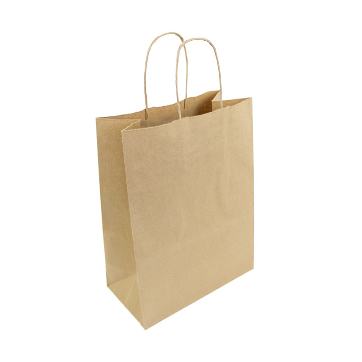 Paper Bag with Handles Kraft Hawanna 100g/m² 24+12x31cm (250 Units)