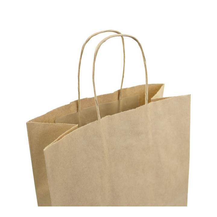 Paper Bag with Handles Kraft Hawanna 100g/m² 24+12x31cm (250 Units)
