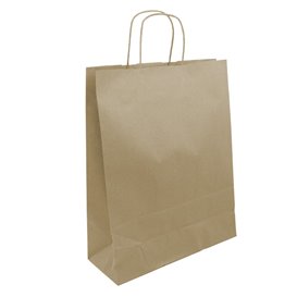 Paper Bag with Handles Kraft 100g/m² 32+12x40cm (250 Units)