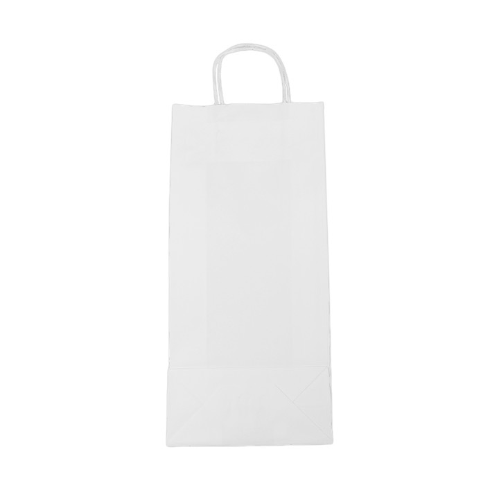 Paper Bottle Bag with Handles White 18+8x39cm (50 Units) 