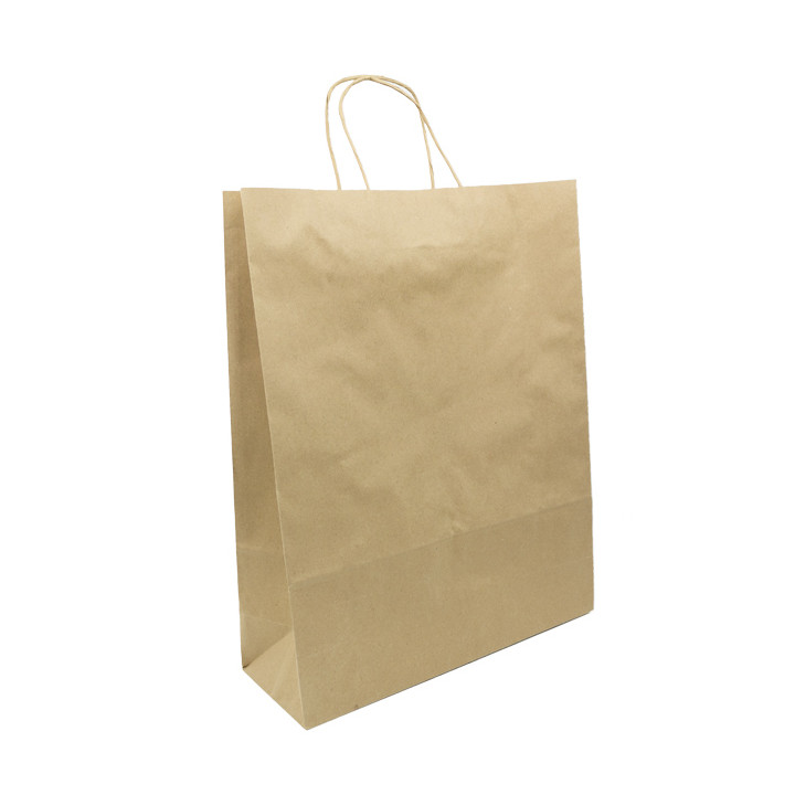 Paper Bag with Handles Kraft Hawanna 100g/m² 32+12x41cm (50 Units) 