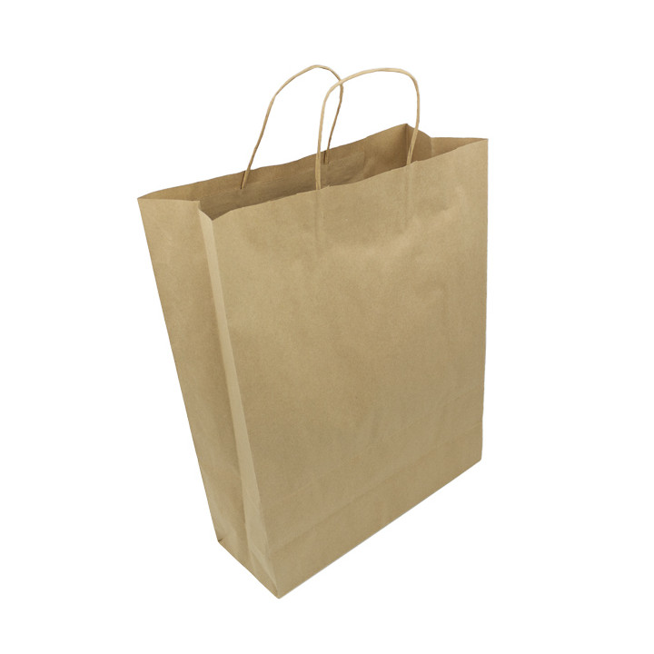 Paper Bag with Handles Kraft Hawanna 100g/m² 32+12x41cm (200 Units)