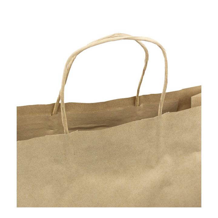 Paper Bag with Handles Kraft Hawanna 100g/m² 32+12x41cm (200 Units)