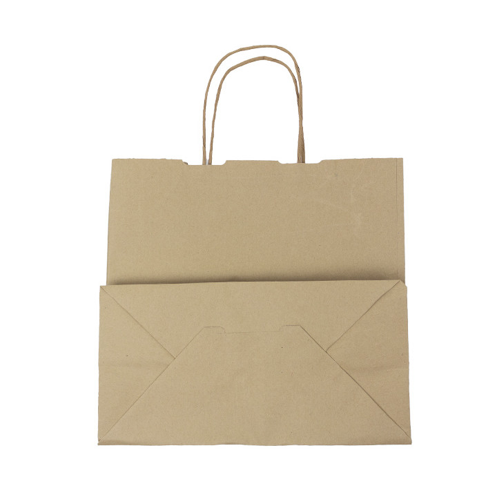 Paper Bag with Handles Kraft Brown 100g/m² 27+14x26cm (25 Units) 