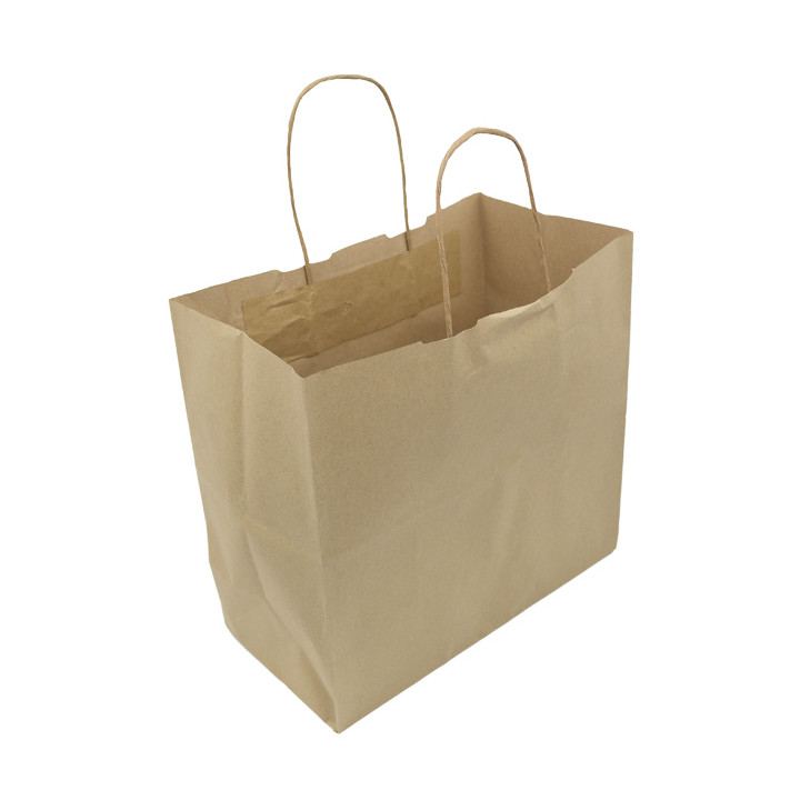 Paper Bag with Handles Kraft Brown 100g/m² 27+14x26cm (200 Units)