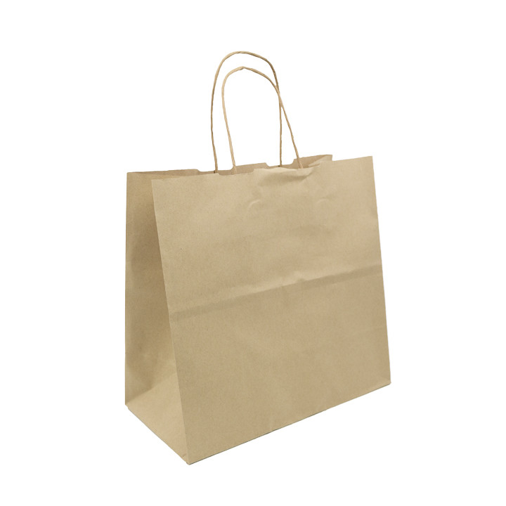 Paper Bag with Handles Kraft Brown 100g/m² 27+14x26cm (200 Units)