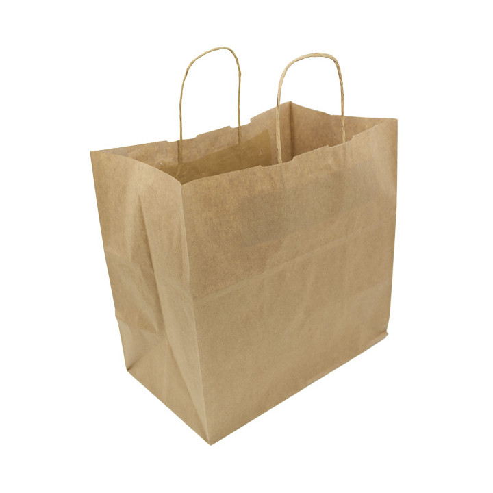 Paper Bag with Handles Kraft Brown 80g/m² 30+18x29cm (25 Units) 