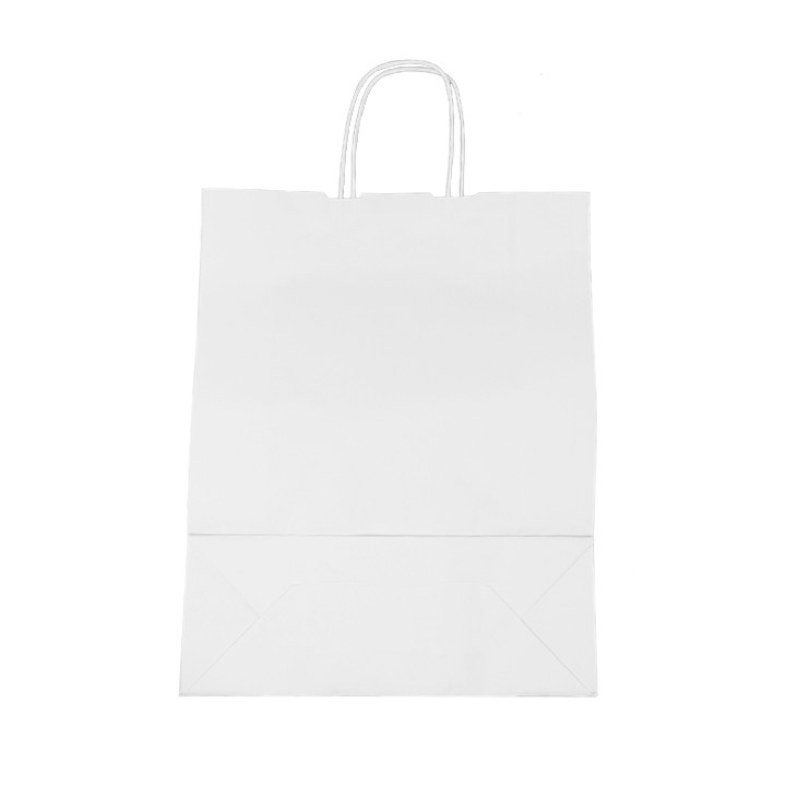 Paper Bag with Handles Kraft White 100g/m² 32+12x41cm (25 Units) 