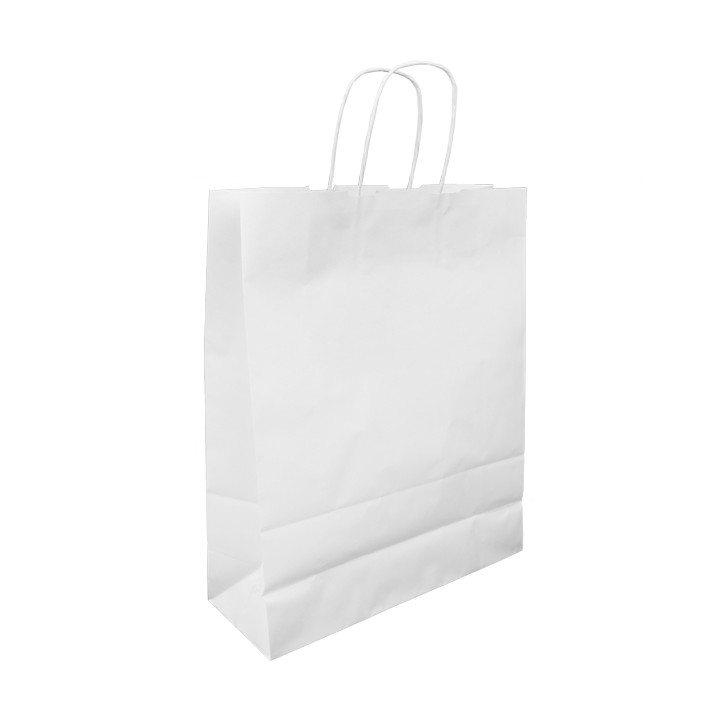 Paper Bag with Handles Kraft White 100g/m² 32+12x41cm (25 Units) 