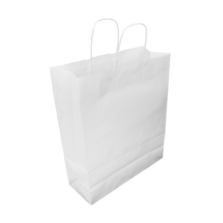 Paper Bag with Handles Kraft White 100g/m² 32+12x41cm (200 Units)