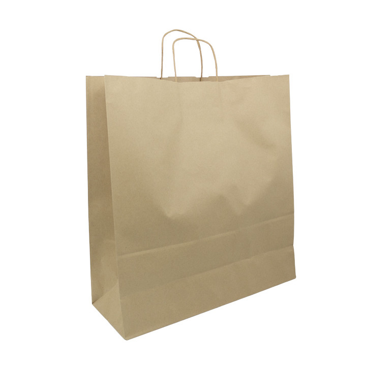Paper Bag with Handles Kraft Brown 100g/m² 44+15x46cm (25 Units) 