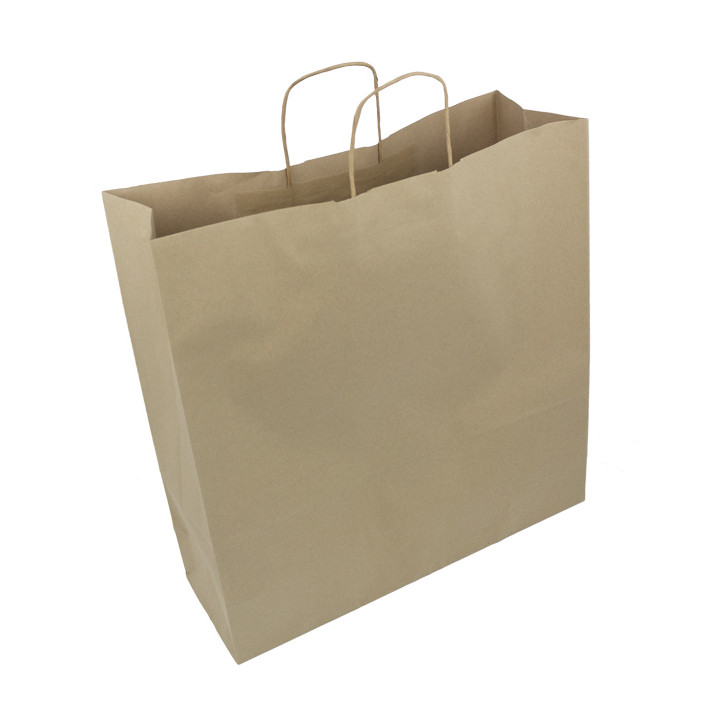 Paper Bag with Handles Kraft Brown 100g/m² 44+15x46cm (25 Units) 