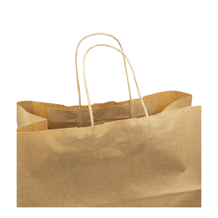 Paper Bag with Handles Kraft Brown 90g/m² 32+16x31cm (50 Units)