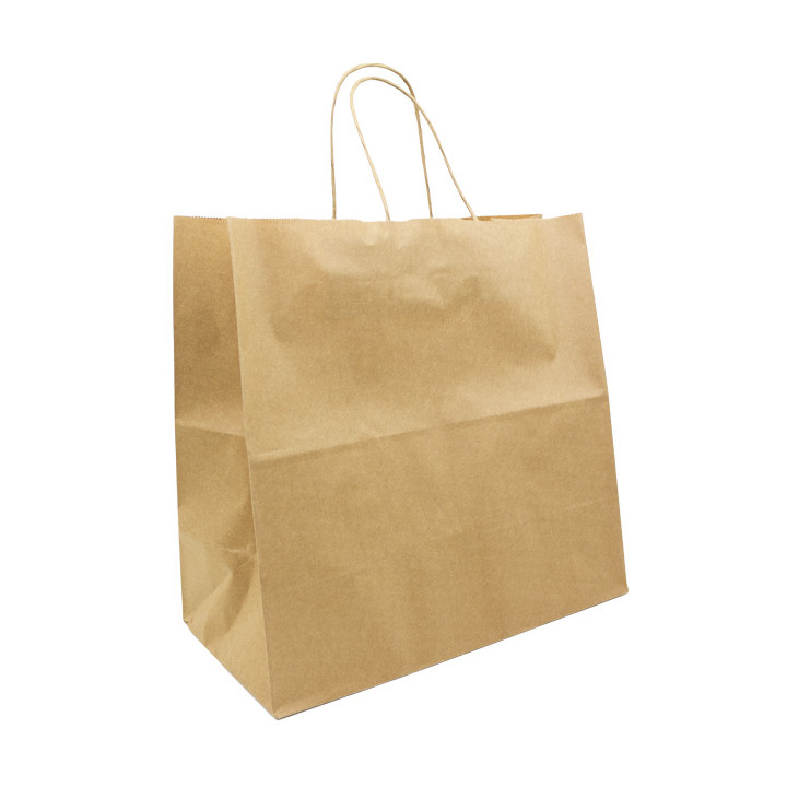 Paper Bag with Handles Kraft Brown 90g/m² 32+16x31cm (50 Units)