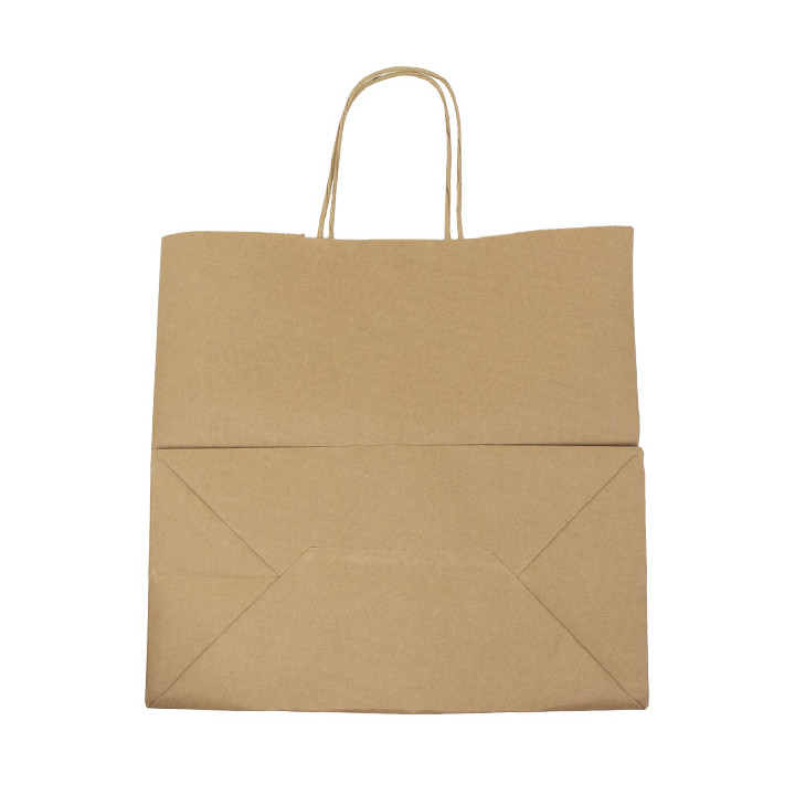 Paper Bag with Handles Kraft Brown 90g/m² 32+16x31cm (250 Units)