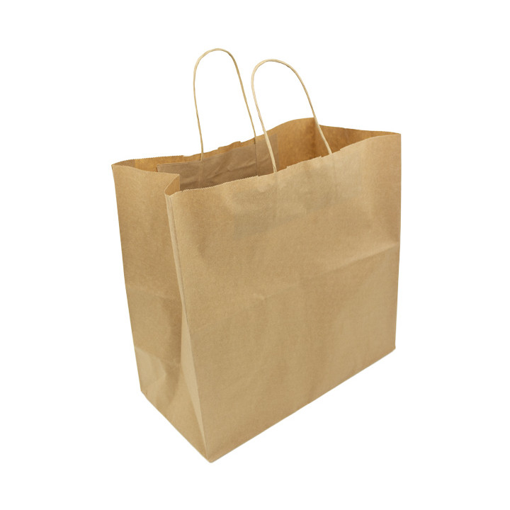 Paper Bag with Handles Kraft Brown 90g/m² 32+16x31cm (250 Units)