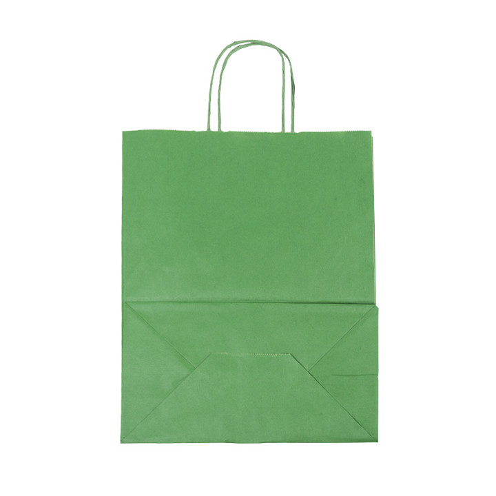 Paper Bag with Handles Kraft Green 80g/m² 26+14x32cm (250 Units) 