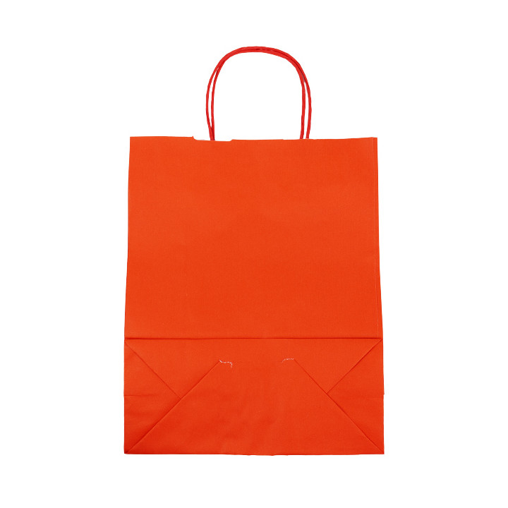 Paper Bag with Handles Kraft Red 100g/m² 25+11x31cm (25 Units)
