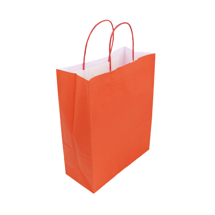 Paper Bag with Handles Kraft Red 100g/m² 25+11x31cm (25 Units)