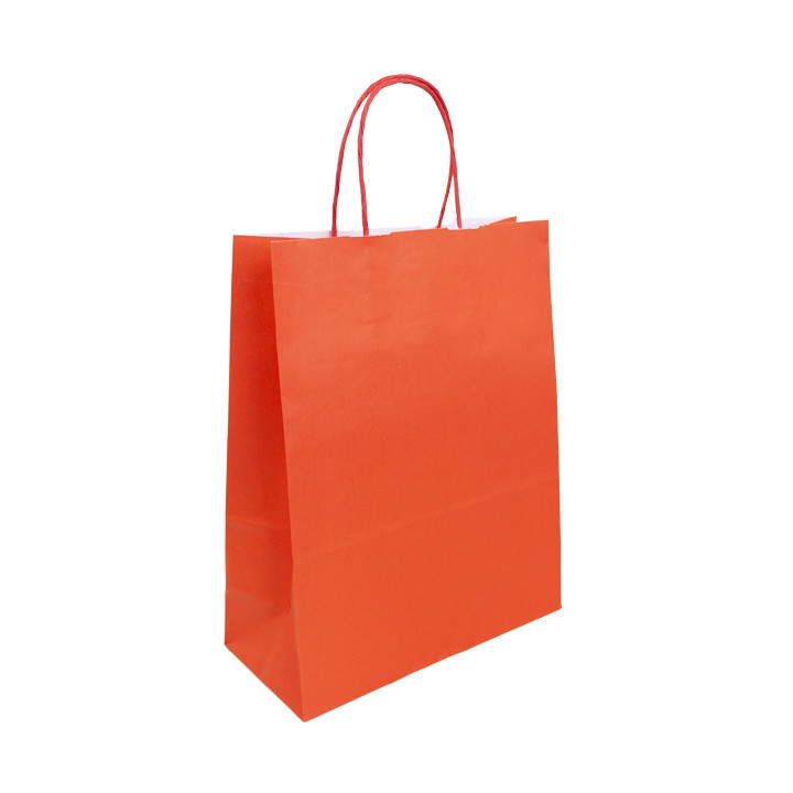Paper Bag with Handles Kraft Red 100g/m² 25+11x31cm (25 Units)
