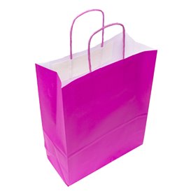 Fuchsia paper bag with handles 100g/m² 22+9x23cm (25 Uts)