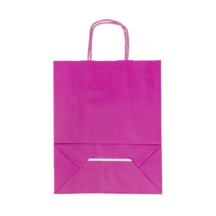Fuchsia paper bag with handles 100g/m² 22+9x23cm (25 Uts)