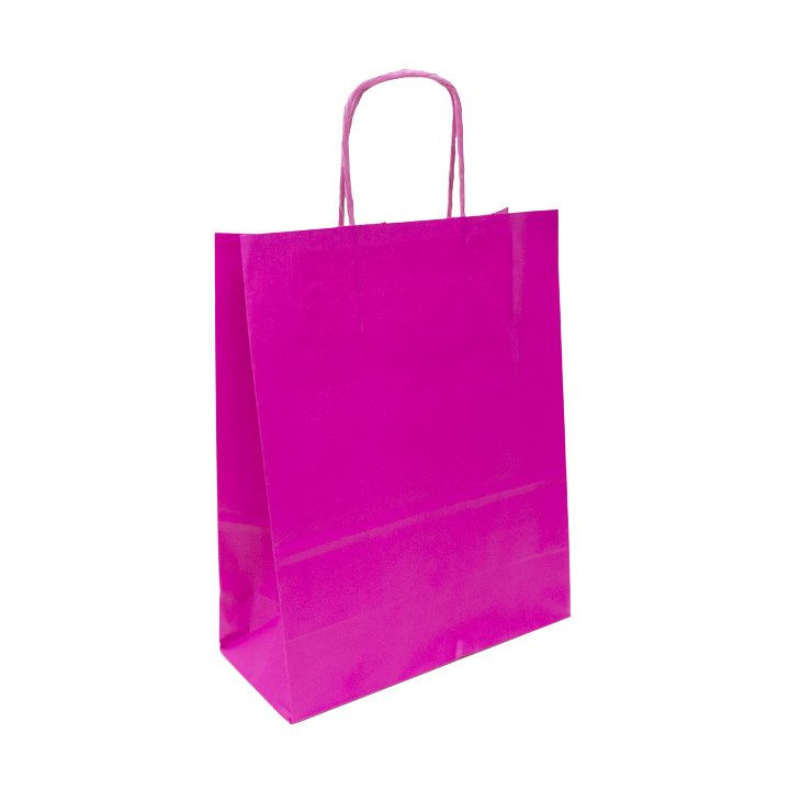 Fuchsia paper bag with handles 100g/m² 22+9x23cm (25 Uts)