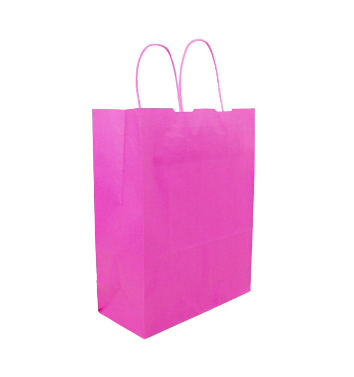 Paper Bag with Handles Fuchsia 100g/m² 25+11x31cm (25 Units) 