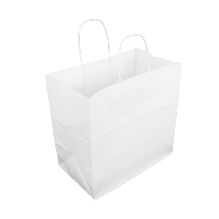 Paper Bag with Handles Kraft White 100g/m² 30+18x29cm (200 Units) 