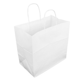 Paper Bag with Handles Kraft White 100g/m² 30+18x29cm (25 Units) 