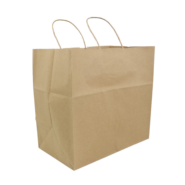 Paper Bag with Handles Kraft Brown 100g/m² 30+18x29cm (200 Units)