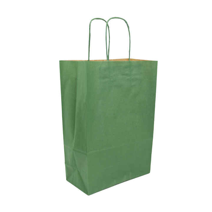 Paper Bag with Handles Kraft Green 80g/m² 20+10x29cm (250 Units)