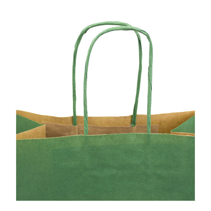 Paper Bag with Handles Kraft Green 80g/m² 20+10x29cm (250 Units)