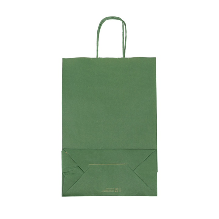 Paper Bag with Handles Kraft Green 80g/m² 20+10x29cm (50 Units) 