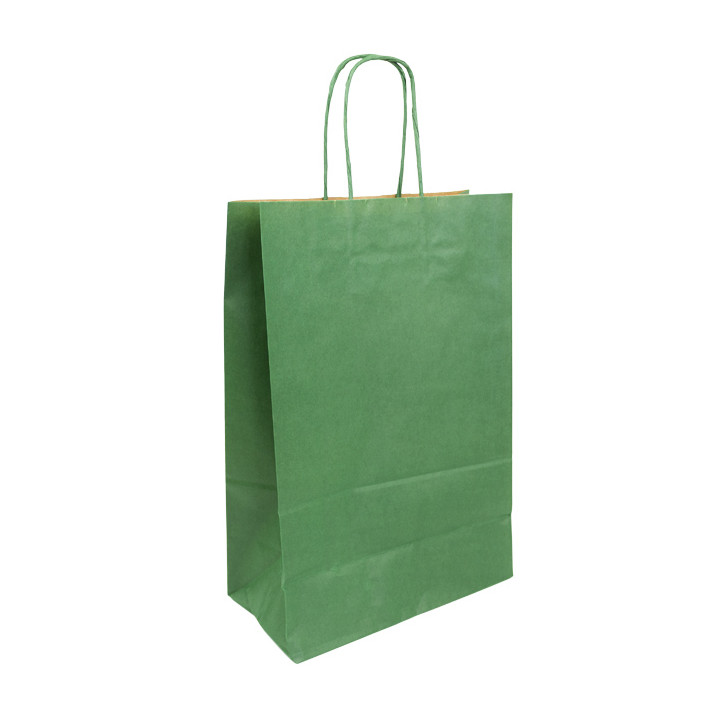 Paper Bag with Handles Kraft Green 80g/m² 20+10x29cm (50 Units) 