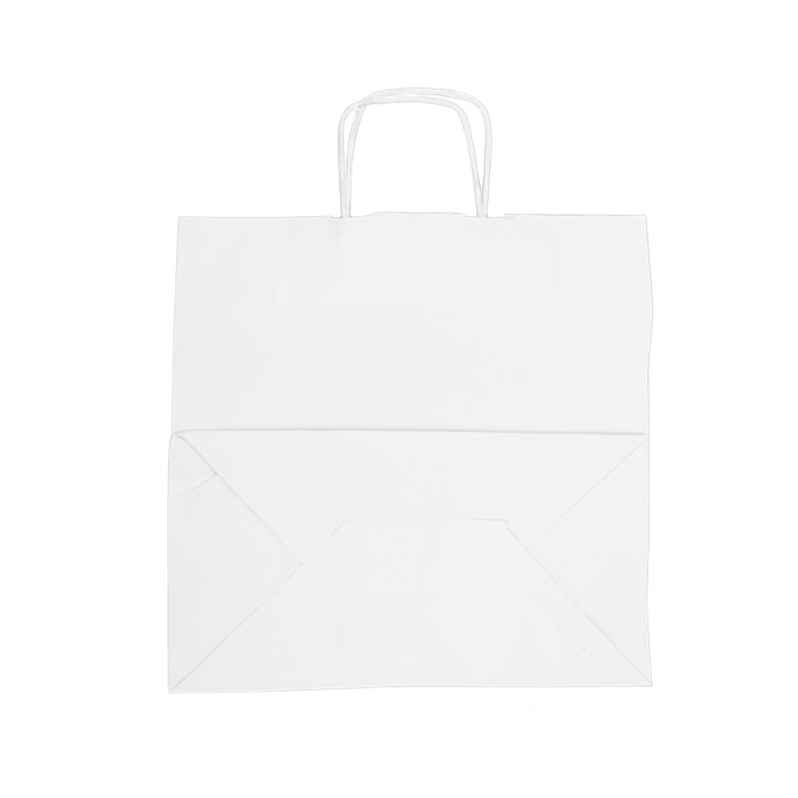 Paper Bag with Handles Kraft White 100g/m² 35+18x34cm (250 Units)